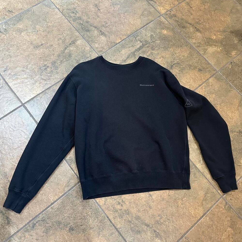 Adidas x Pharrell Williams Unisex Large Crewneck Black Human Race Pullover - Picture 5 of 8